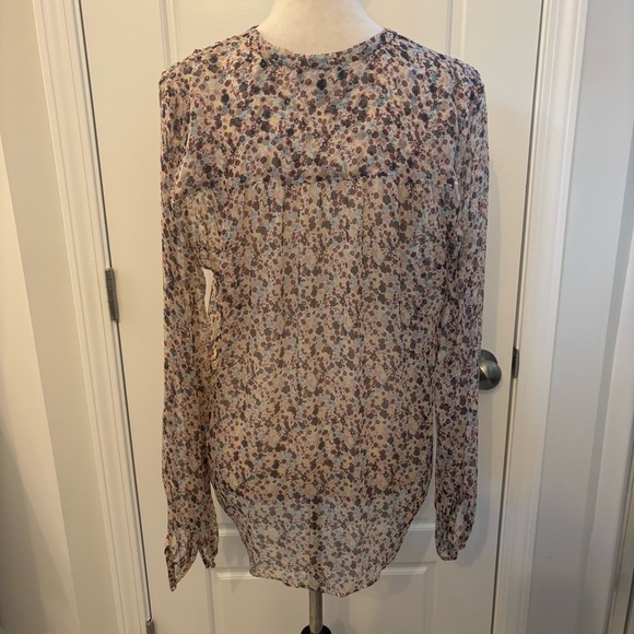 Theory Floral Sheer Bernetta Multi Chiffon High Low Blouse Top Silk Size Small - Picture 6 of 8